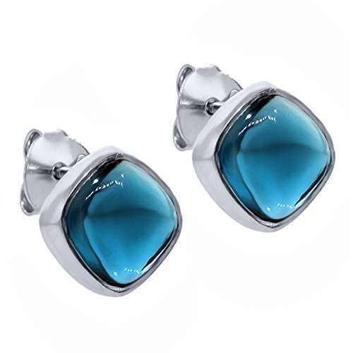 5.00 Ct Natural London Blue Topaz Cushion 925 Sterling Silver Stud Earrings